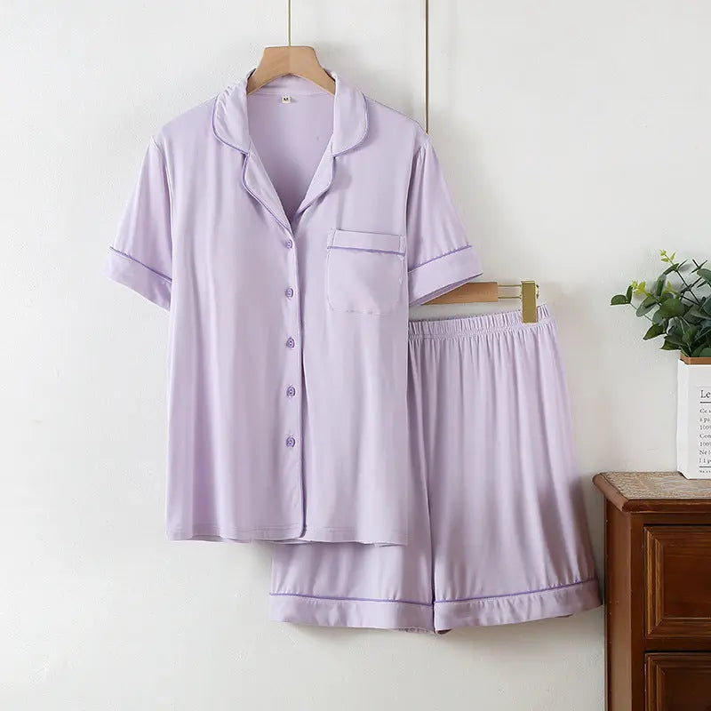 Nomira Lilac Twilight - Lavender Solid Pyjama Set - Nomira