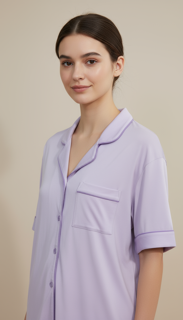 Nomira Lilac Twilight - Lavender Solid Pajama Set