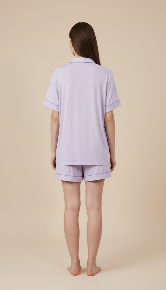 Nomira Lilac Twilight - Lavender Solid Pajama Set
