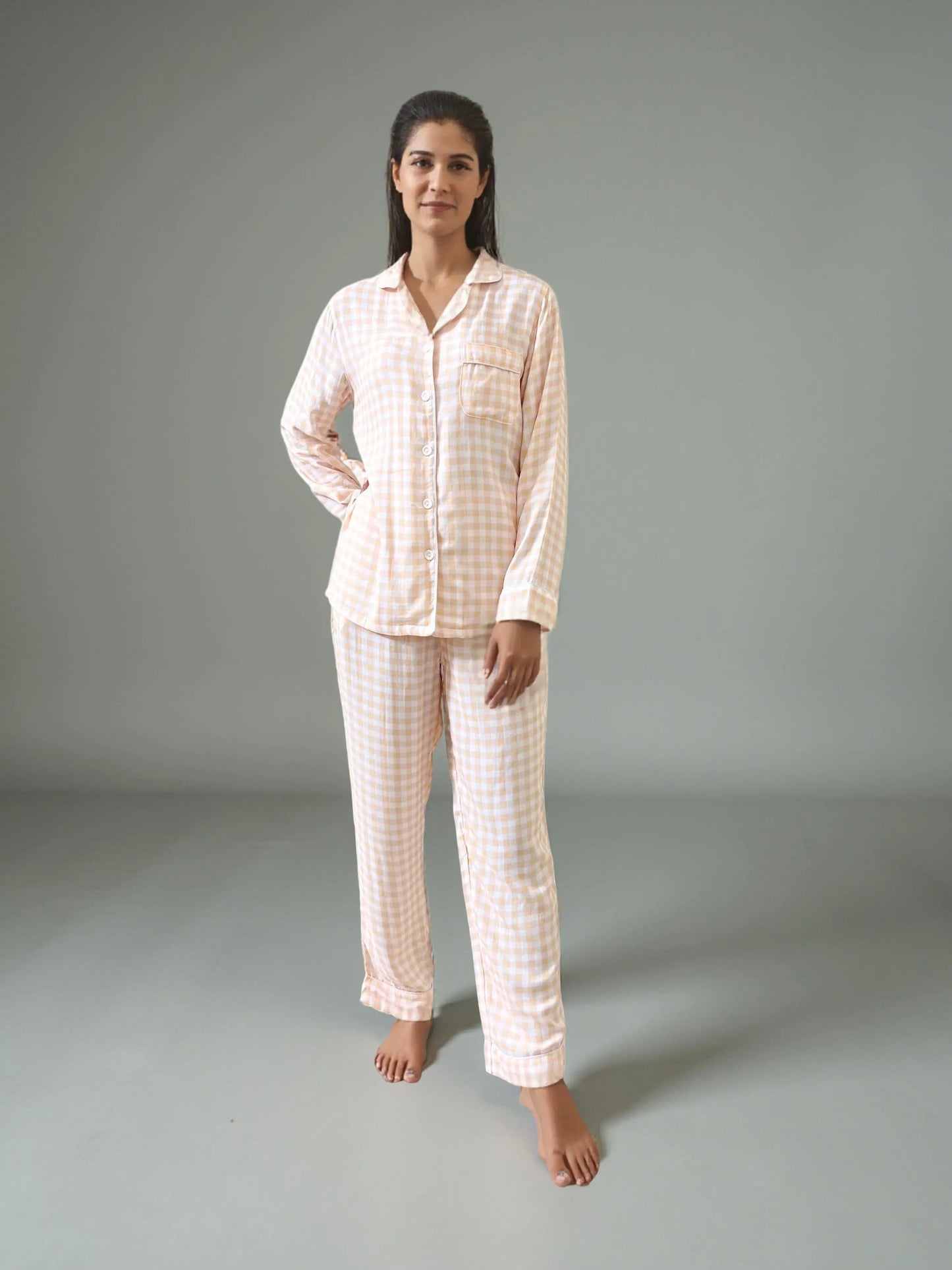 Nomira Golden Dawn - Yellow Check Pyjama Set - Nomira