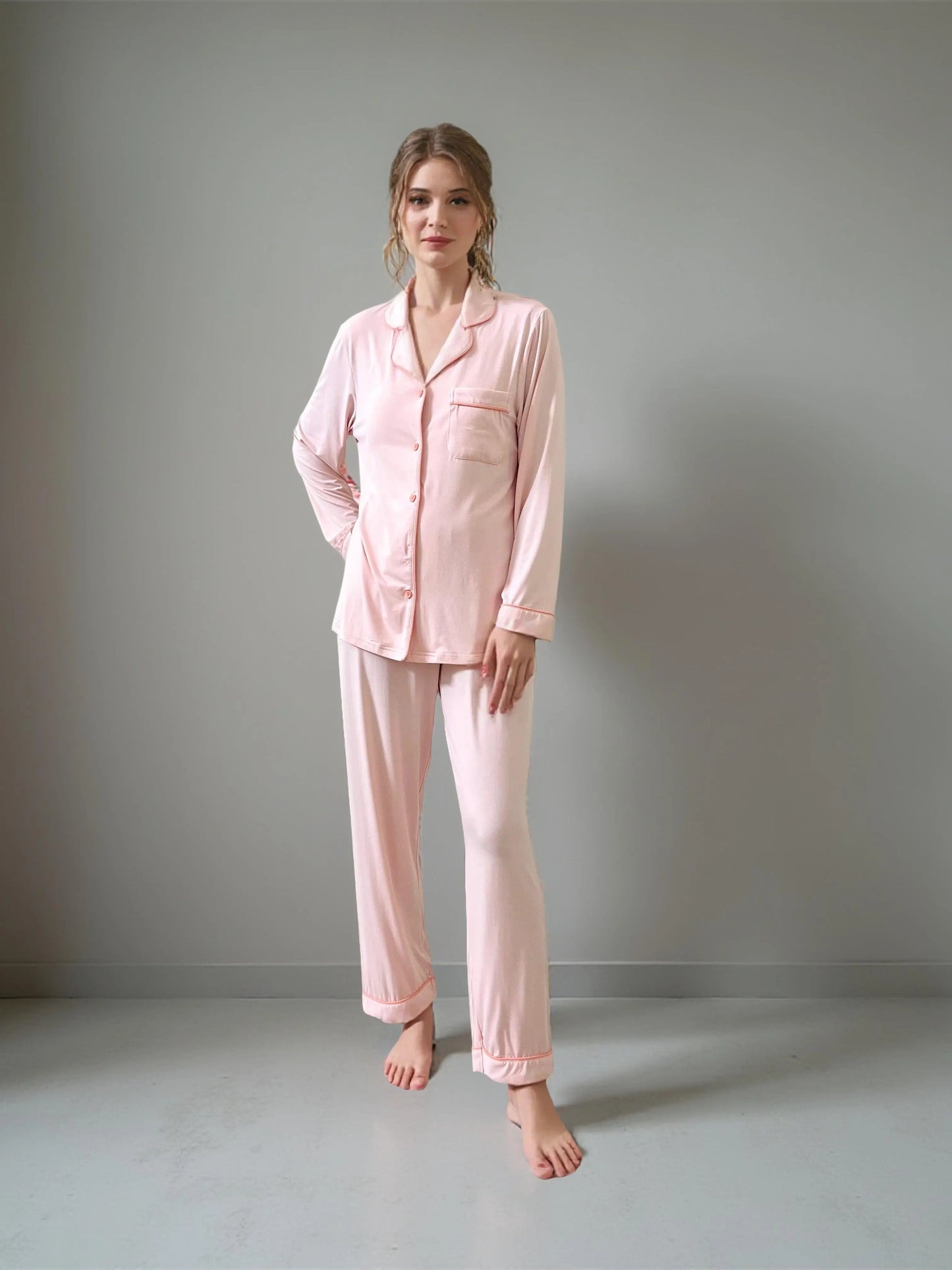 Nomira Peach Meadow - Peach Solid Pyjama Set - Nomira