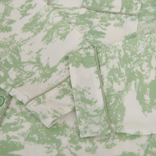 Nomira Sage Garden - Green Toile Print Pyjama Set - Nomira