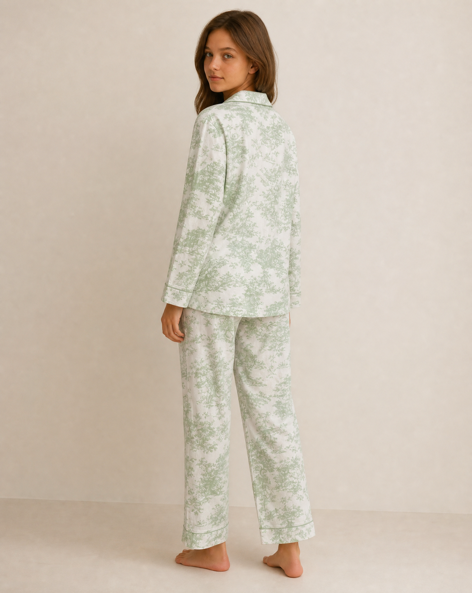 Sage Garden - Green Toile Print Pyjama Set