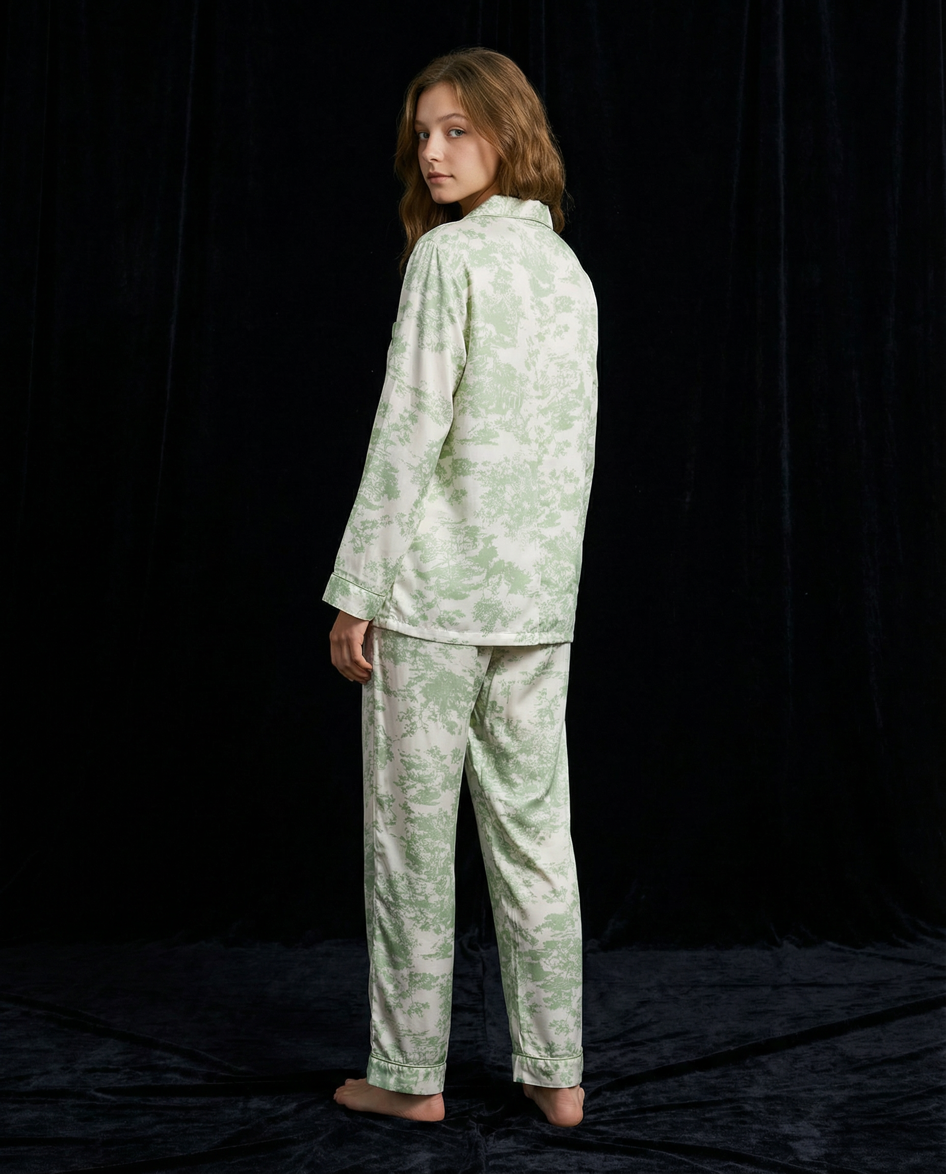 Sage Garden - Green Toile Print Pyjama Set