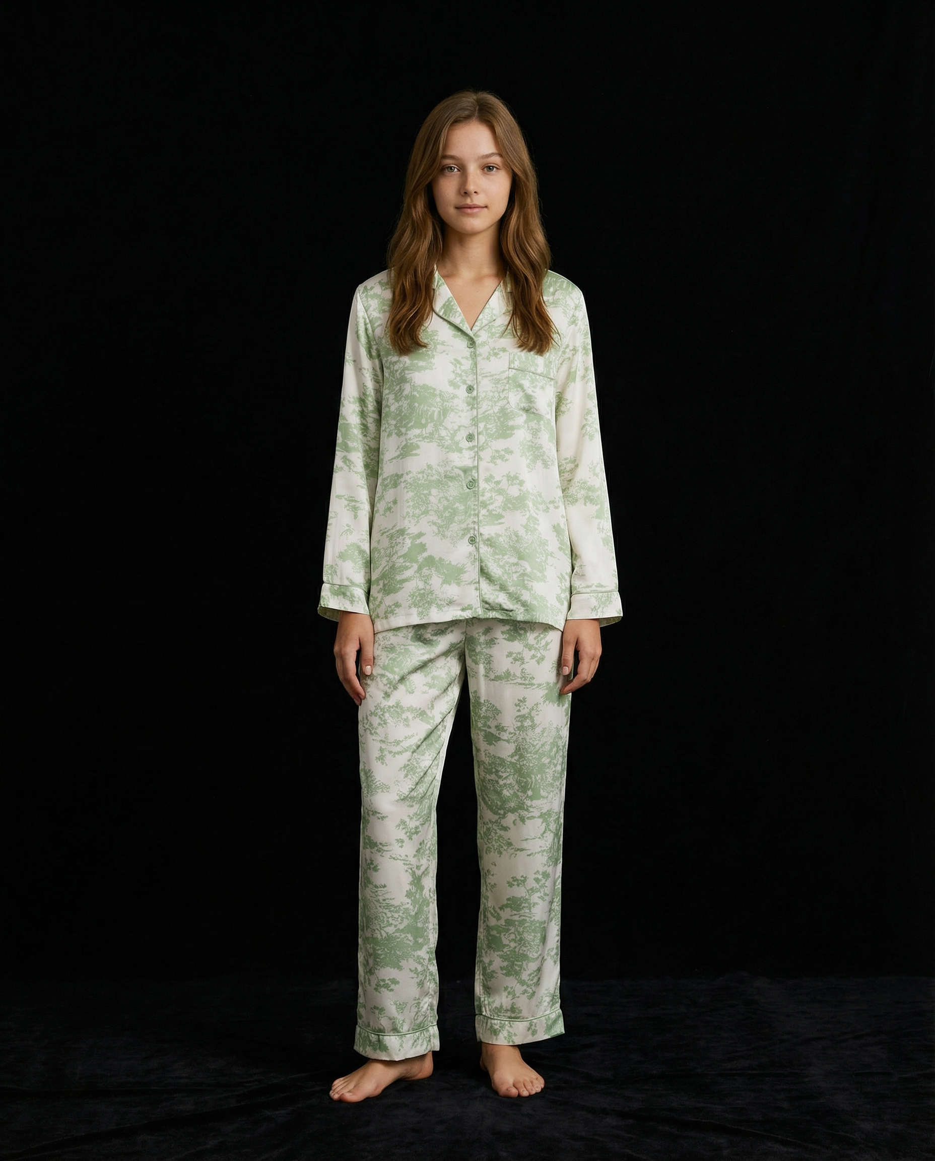 Sage Garden - Green Toile Print Pyjama Set