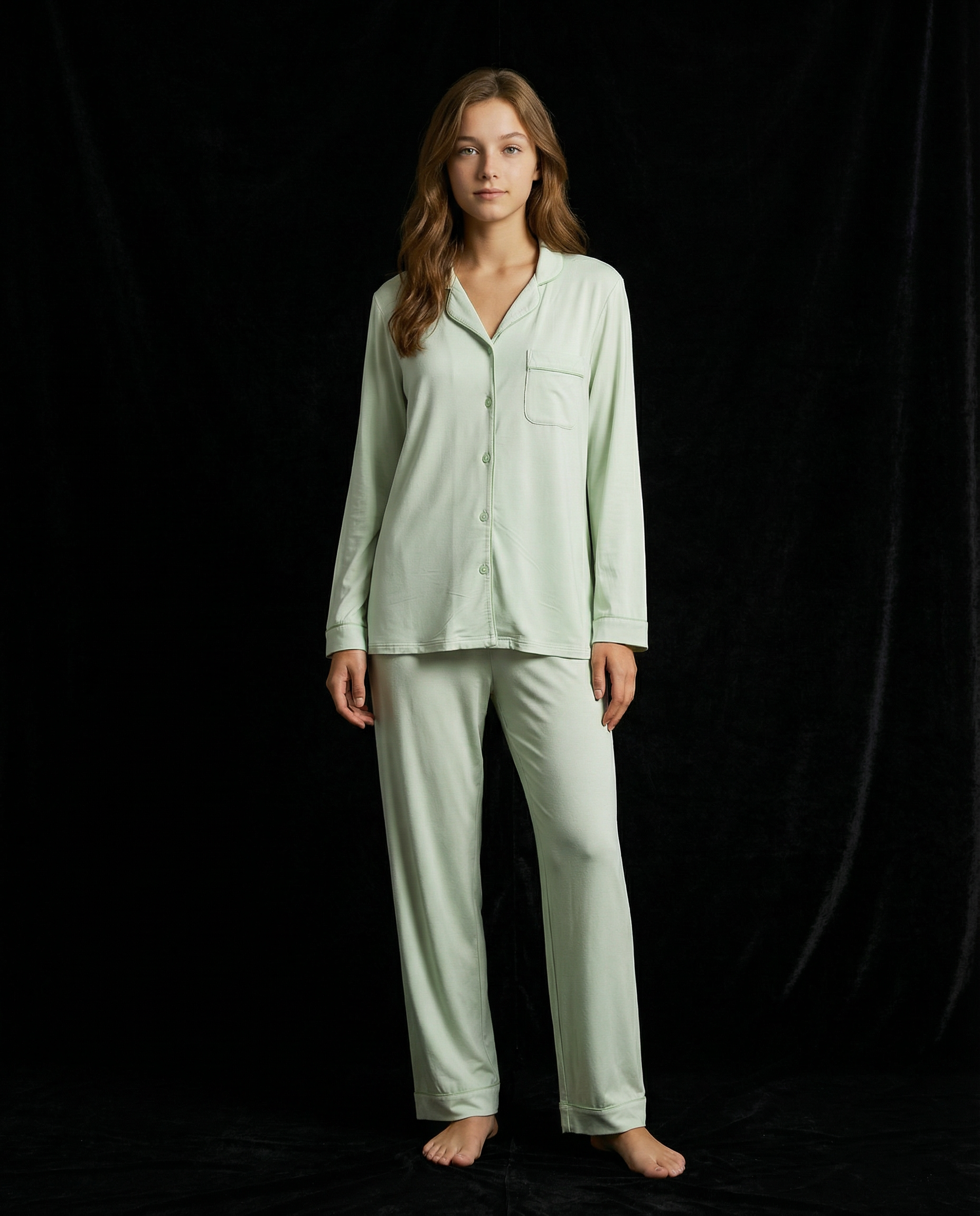 Sage Whisper - Green Solid Pyjama Set