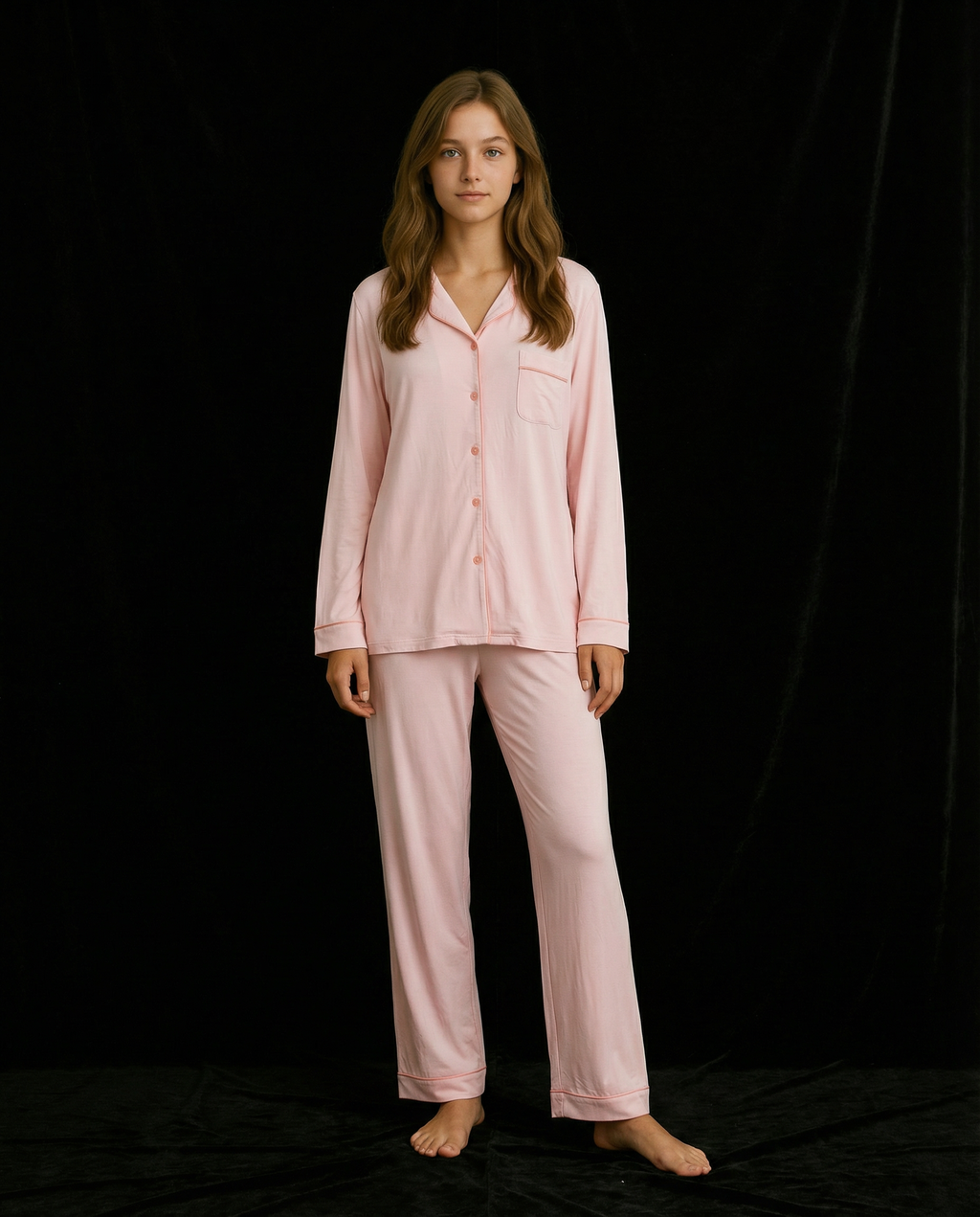 Peach Meadow - Peach Solid Pyjama Set