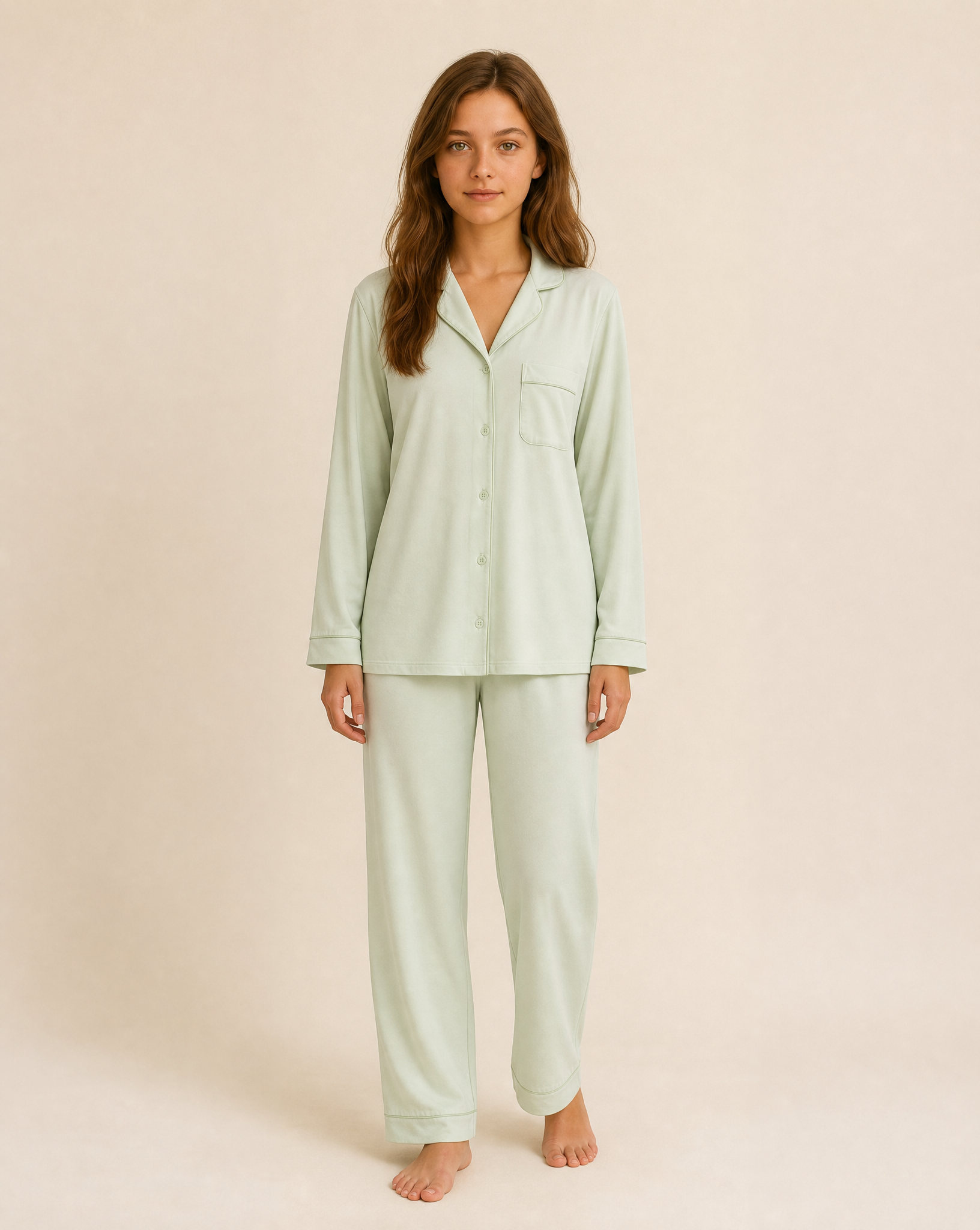 Sage Whisper - Green Solid Pyjama Set