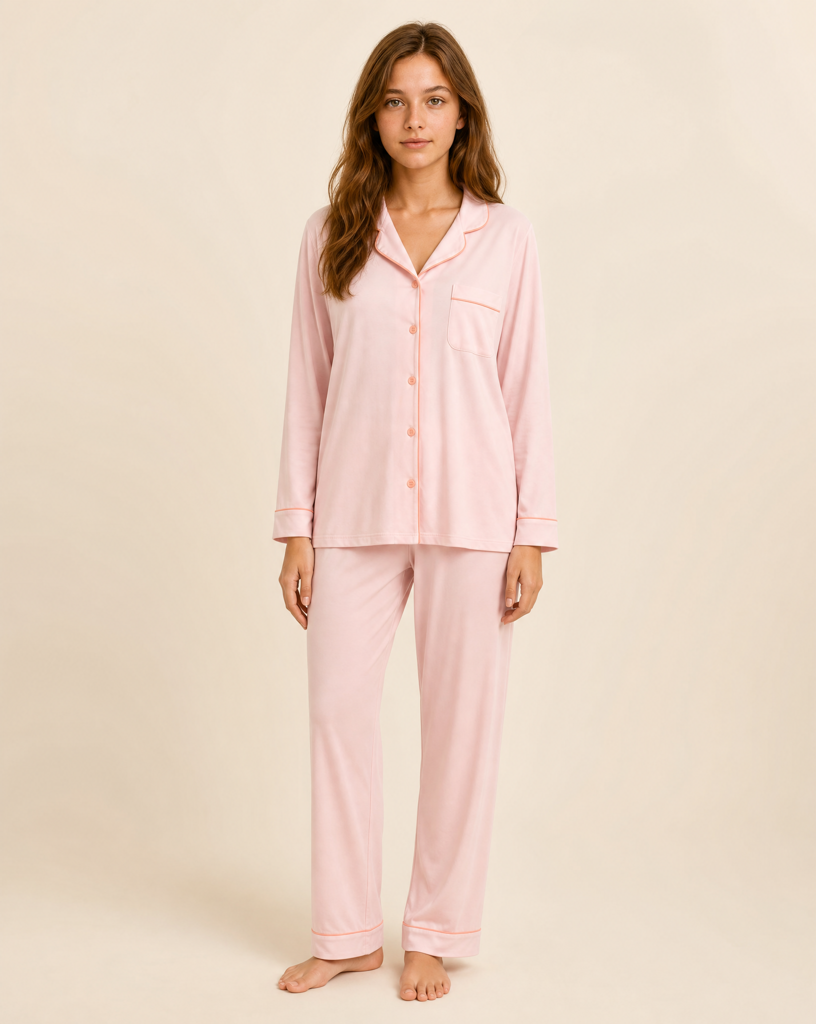 Peach Meadow - Peach Solid Pyjama Set