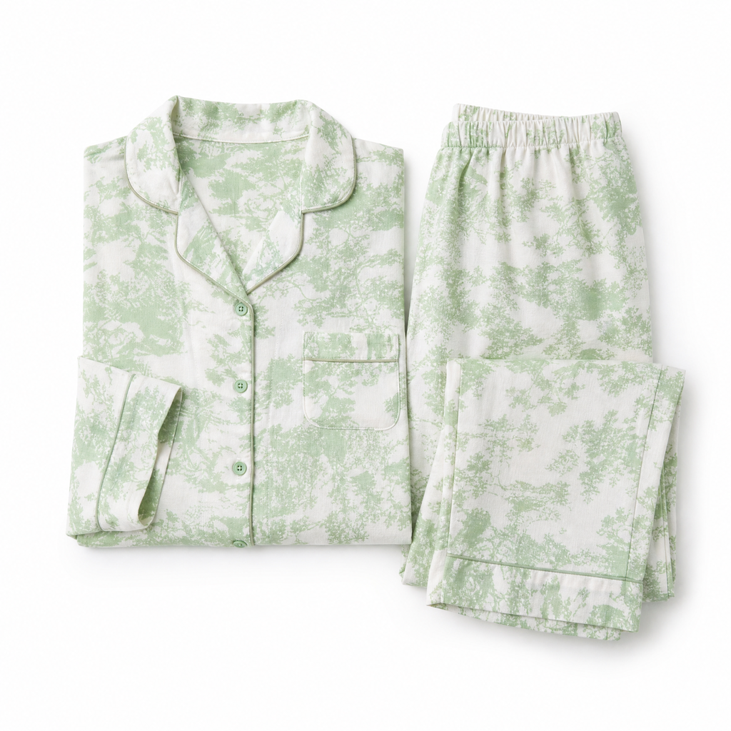 Sage Garden - Green Toile Print Pyjama Set