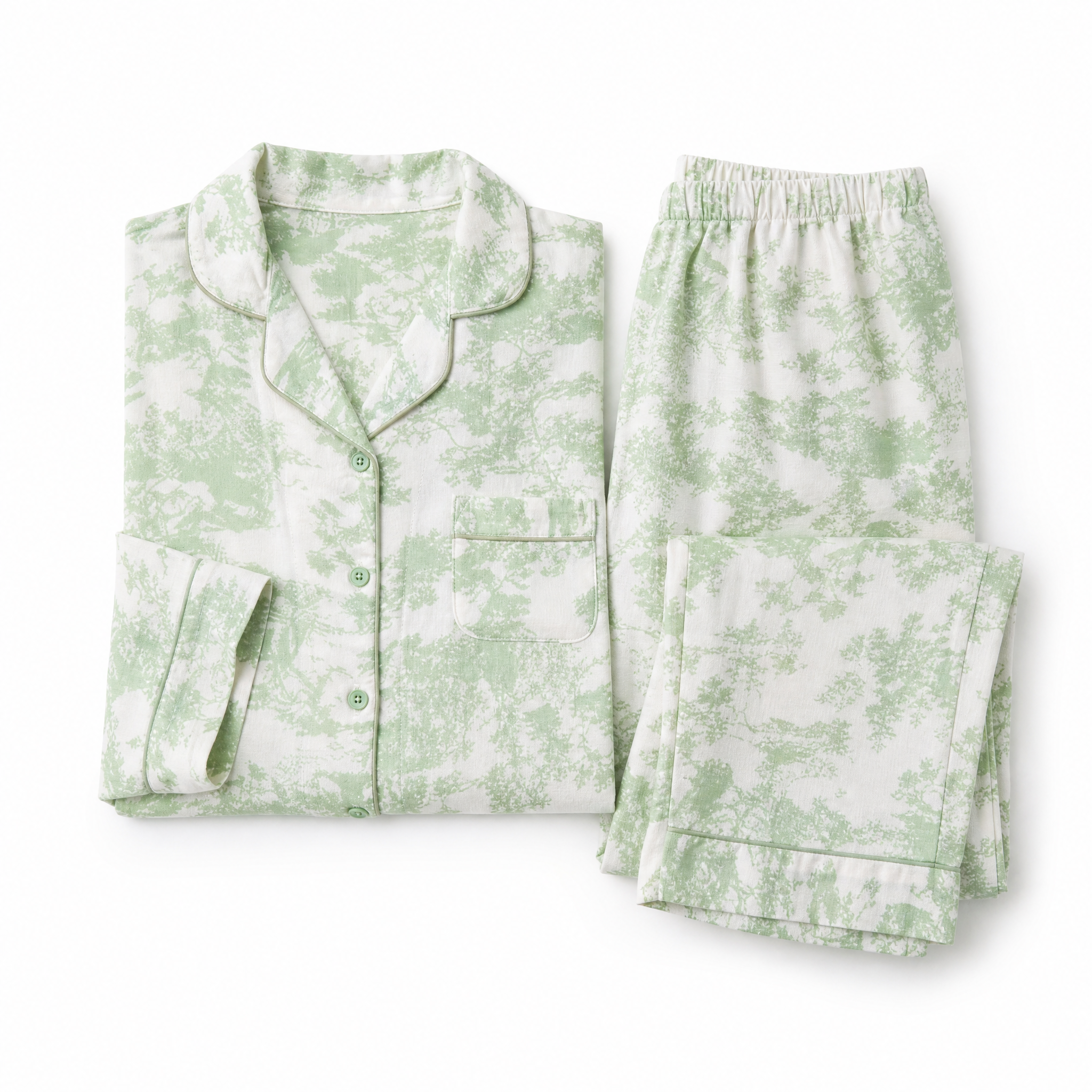 Sage Garden - Green Toile Print Pyjama Set