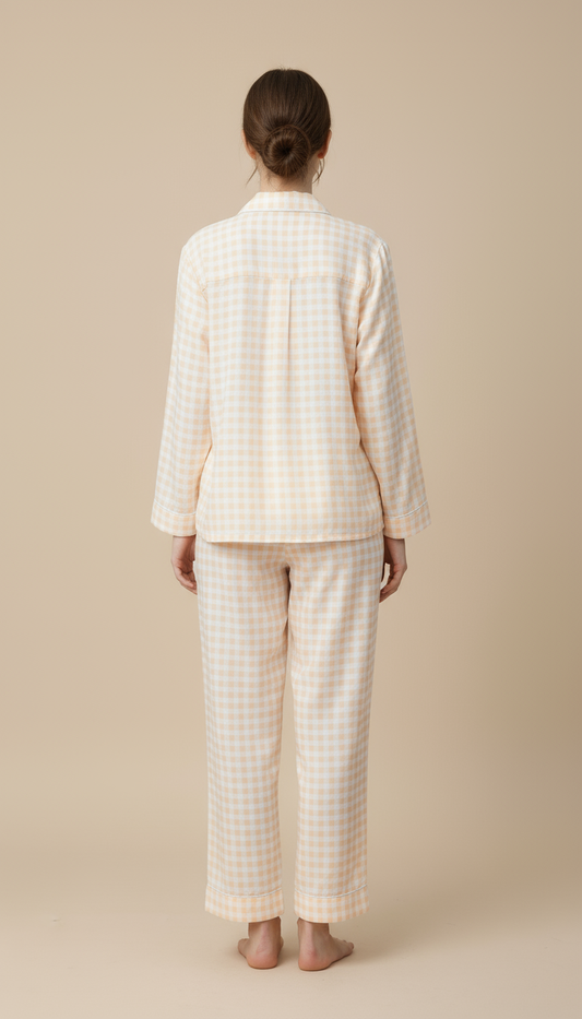 Nomira Golden Dawn - Yellow Check Pyjama Set