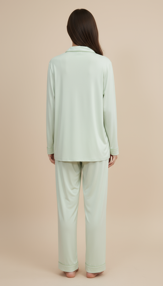 Nomira Sage Whisper - Green Solid Pyjama Set