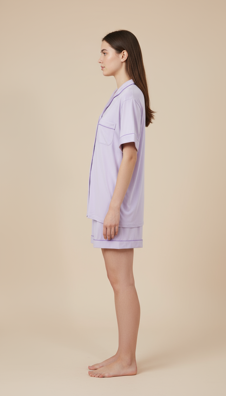 Nomira Lilac Twilight - Lavender Solid Pajama Set
