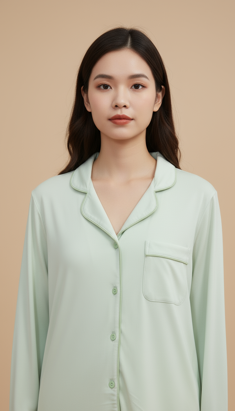 Nomira Sage Whisper - Green Solid Pyjama Set