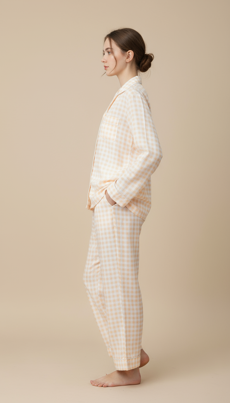 Nomira Golden Dawn - Yellow Check Pyjama Set