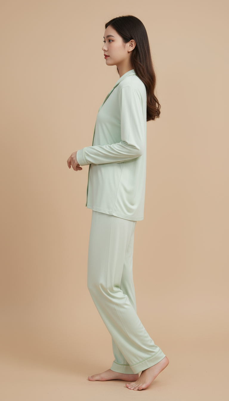 Nomira Sage Whisper - Green Solid Pyjama Set