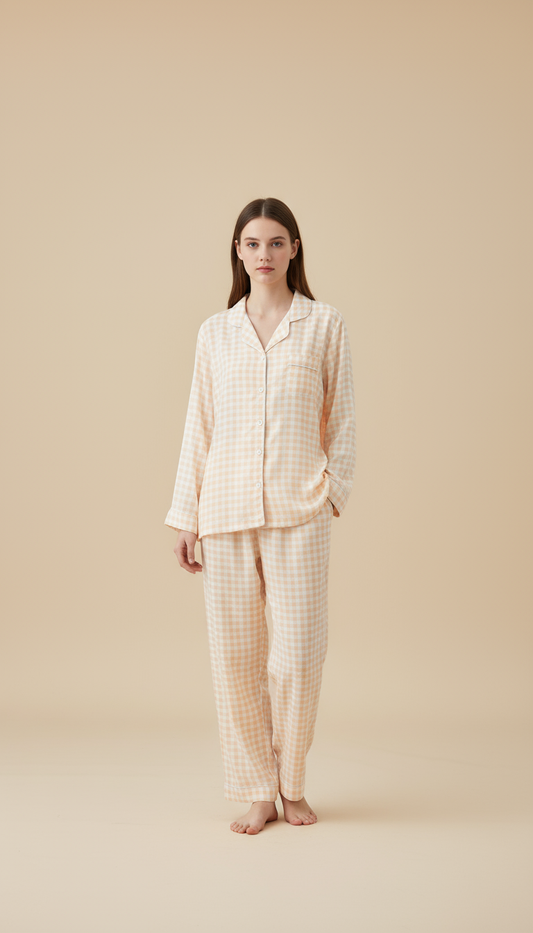 Nomira Golden Dawn - Yellow Check Pyjama Set