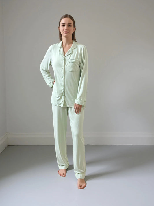 Nomira Sage Whisper - Green Solid Pyjama Set - Nomira
