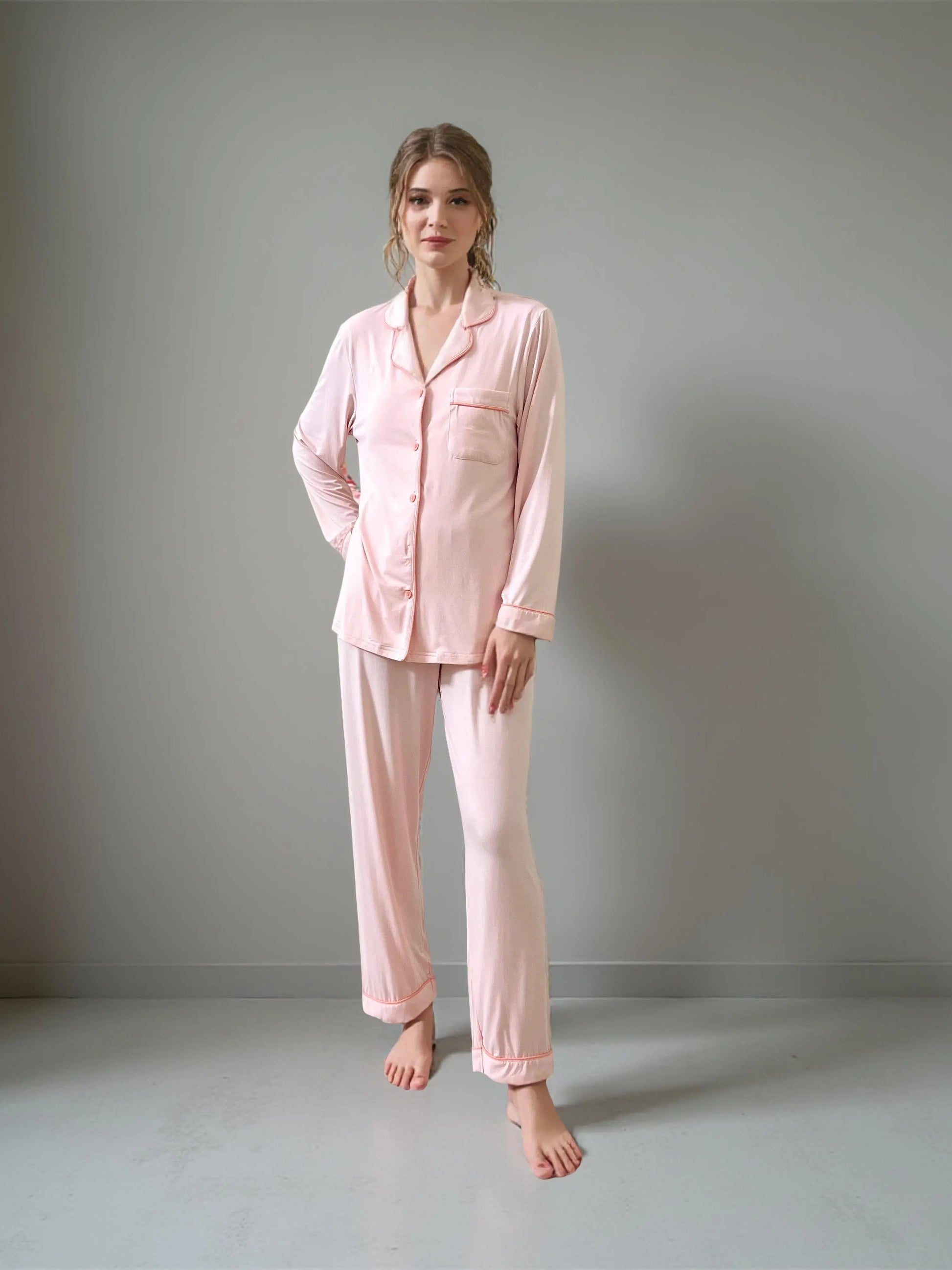 Nomira Peach Meadow - Peach Solid Pyjama Set - Nomira